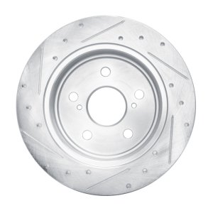 Lexus ES250 Brake Rotor (1) - Rear Right - R1 Concepts - Drilled & Slotted - Silver - `15-`25